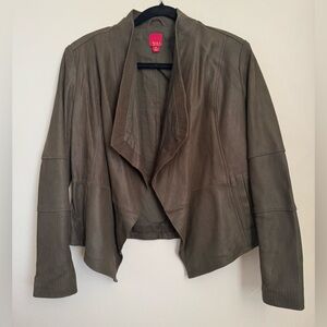 G.I.L.I. Olive Draped Leather Women's Blazer